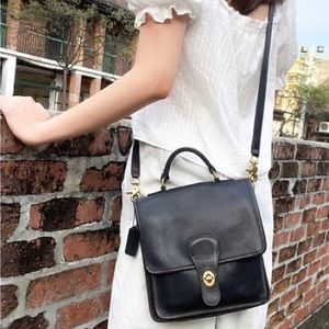 Vintage Coach Willis Shoulder / Handle Bag #9927 black full leather
